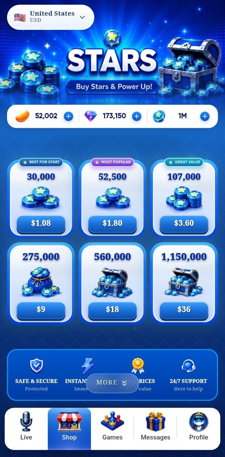 Store with star coin bundles